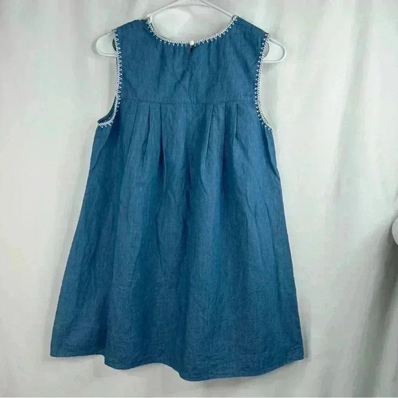 En Creme Blue Chambray Sleeveless Tunic Top Embroidered Mini Dress Size S - Picture 3 of 11